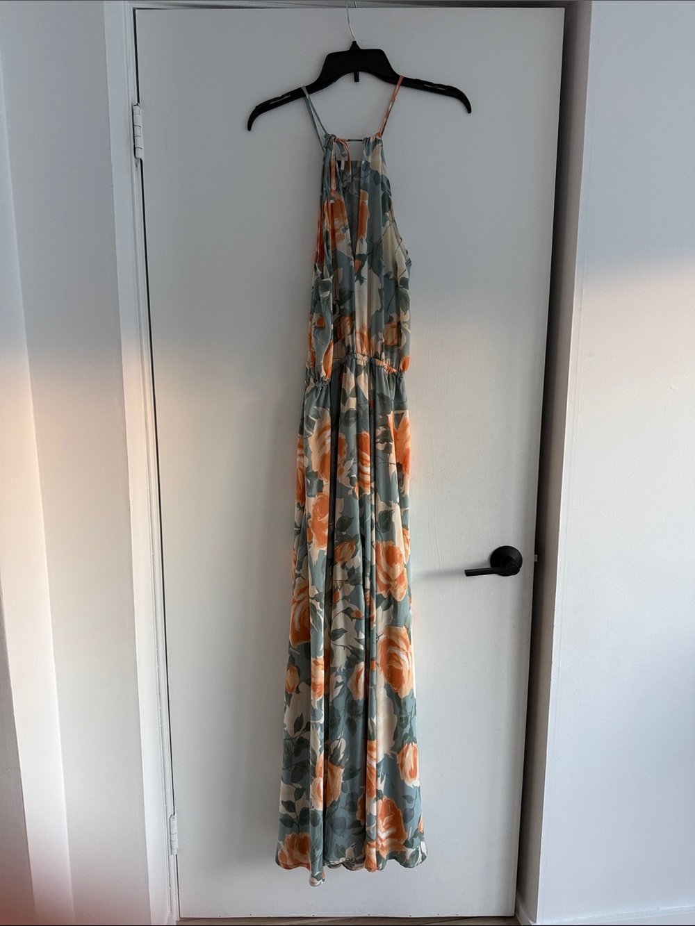 Lulu's Floral Halter Maxi Dress in Sage and Peach - Picture 4 of 5
